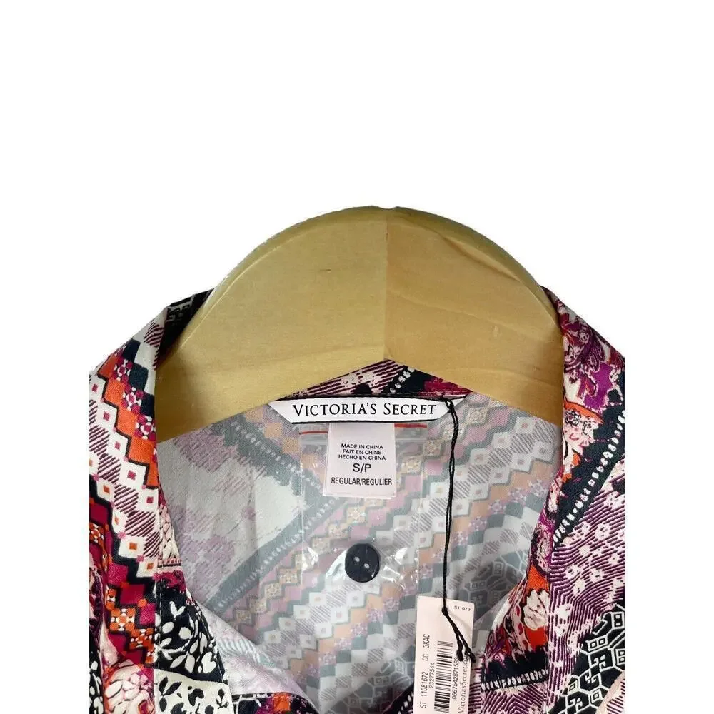 Victoria’s Secret Multicolor Pattern Satin Pajama Top Womens Small New